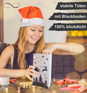 Adventskalender zum Befüllen Tüten Weihnachtskalender zum selber Basteln mit großen Tüten Kraftpapier
