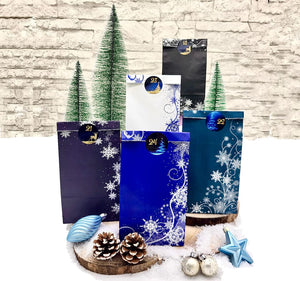 Adventskalender zum Befüllen - 25 Papiertüten zum Basteln und blauen Aufklebern komplettes Set Weihnachtskalender
