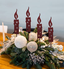 Laden Sie das Bild in den Galerie-Viewer, 2 Stück Gartenstecker Kerze 25cm / Roststecker Weihnachten Advent wetterfest Gartendeko Outdoor
